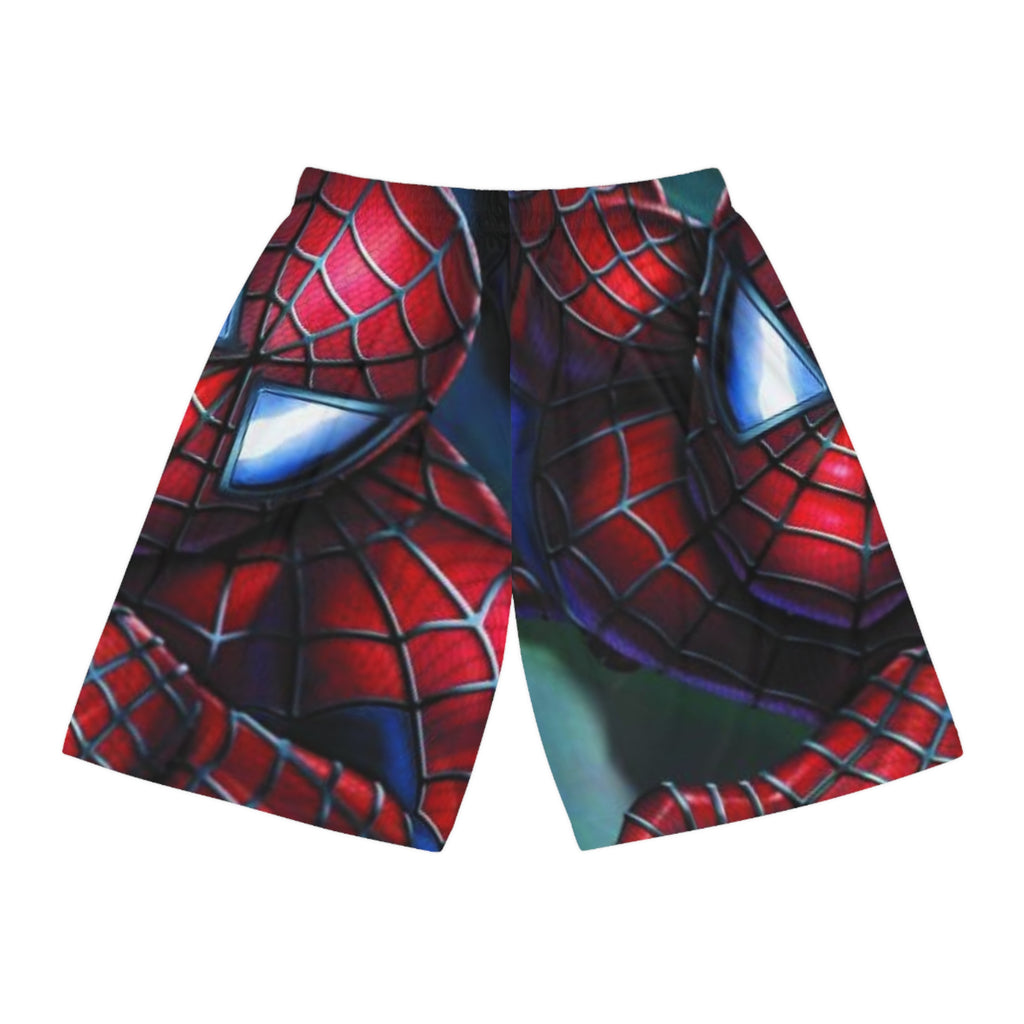 Red Web-Suit Face Basketball Shorts | All-Over Print