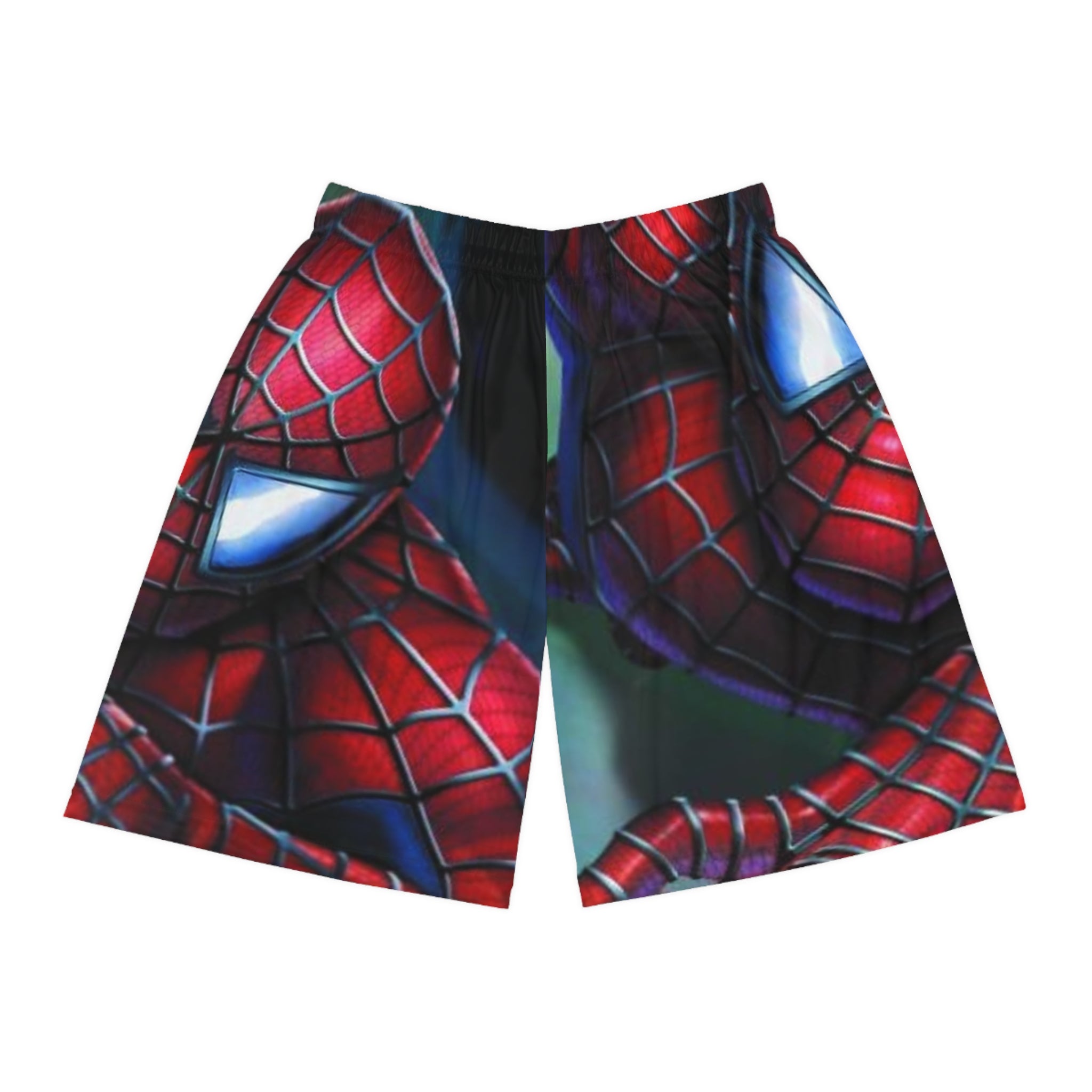 Red Web-Suit Face Basketball Shorts | All-Over Print