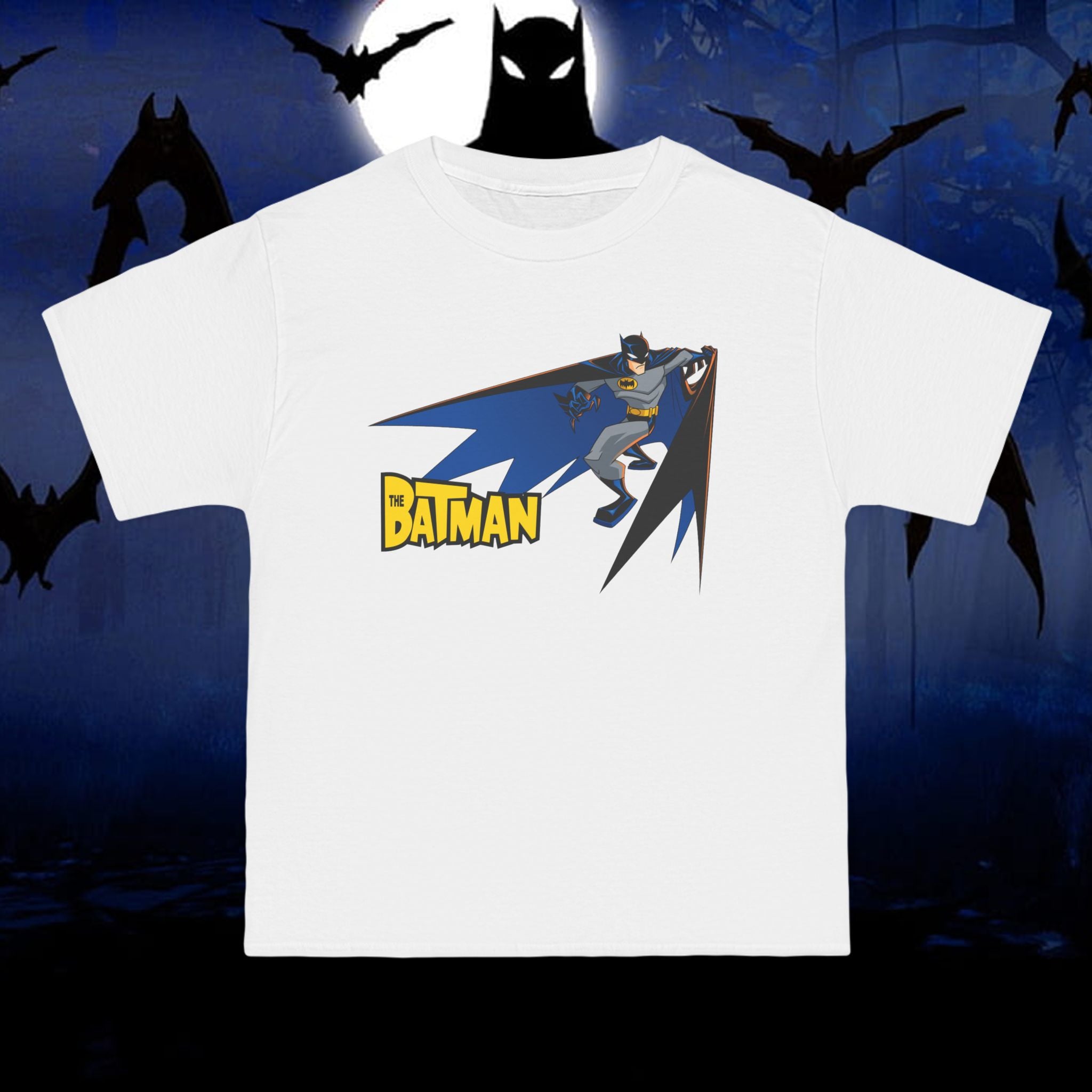 Batman logo with silhouette T-Shirt | comic hero tee - The Batman Animated