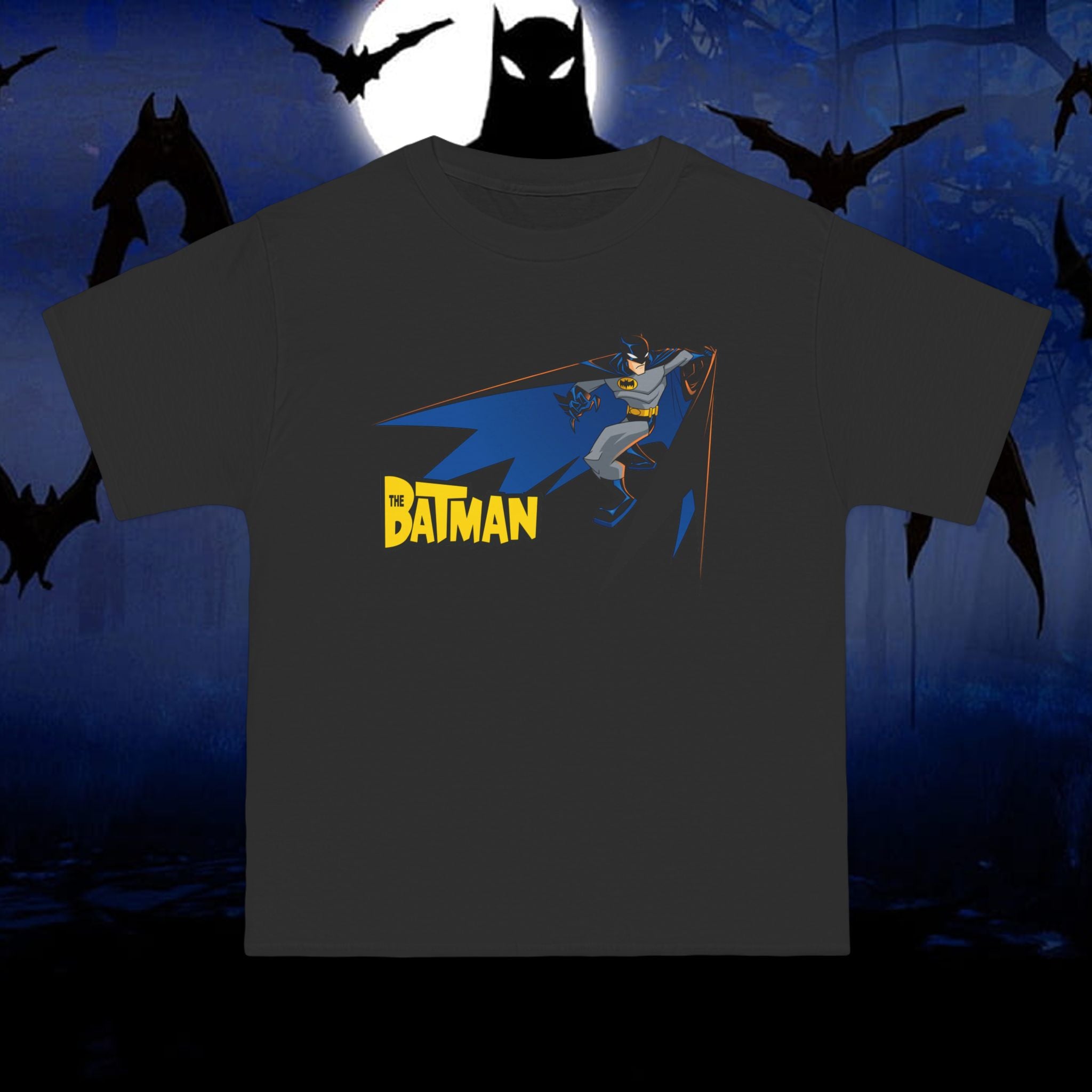 Batman logo with silhouette T-Shirt | comic hero tee - The Batman Animated